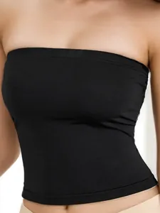 Détail du haut bandeau noir sans couture avec ourlet élastique antidérapant large