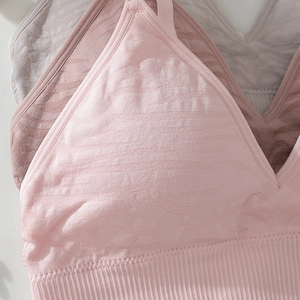 Nahtlose Strick-BHs ohne Bügel in Rosa und Grau, japanischer Stil, atmungsaktiv