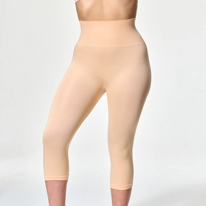 Pantacourt de sudation gainant taille haute pour femmes en couleur chair et yoga