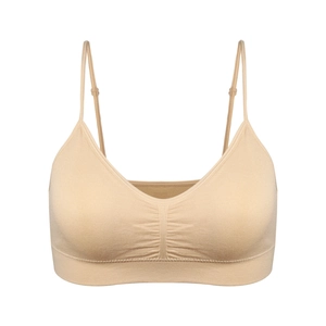 Seamless nude brille with adjustable spaghetti straps and ribbed elastic band