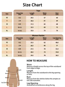 Größentabelle für Sport-BH und Pantys-Set mit Maßen in Zentimetern und US-Größenangaben