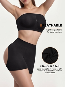 Close-up of breathable ultra-soft seamless fabric on high-waist shaping underwear