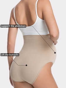 Maternity high waist seamless panties with abdomen support and buttock lift features
