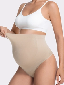 Macro detail of high-elasticity seamless maternity underwear with tummy support
