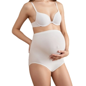 Seamless high-waisted white maternity panties for tummy support and full belly coverage