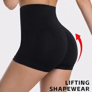 Short de Yoga Sans Couture à Taille Haute pour Femme Remonte Fesses Contrôle du Ventre Shapewear Minceur Fitness Sport Short de Gym