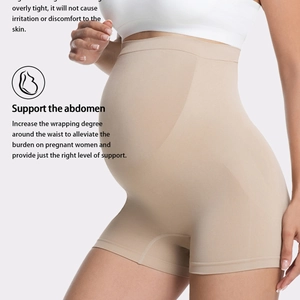 Seamless high waist maternity belly support underwear with full elastic coverage