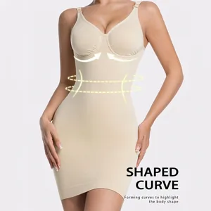 Women Seamless Tummy Control Shapewear Dress Sexy Chest Support Butt Lift High Stretch Bodycon Slimming Slip Dress