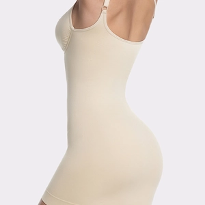 Seamless high-stretch shapewear dress with tummy control and butt lifting in beige