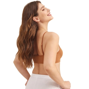 Bralette marrone senza cuciture né ferretto con spalline sottili e bordo a coste