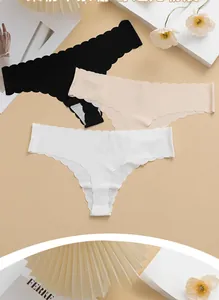 Detail of seamless ice silk underwear with scalloped edges and ribbed elastic fabric
