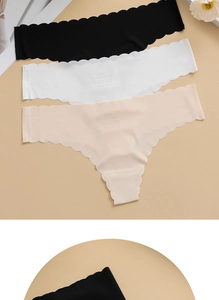 Close-up of seamless ice silk panties with ribbed texture and scalloped edges