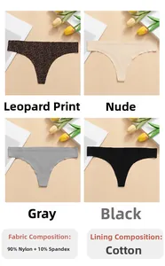 Dettaglio del set da quattro slip senza cuciture in seta di ghiaccio e leopardati