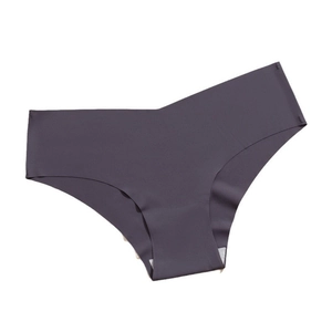 Detail of laser-cut seamless edges on high-elasticity dark purple ice silk panties