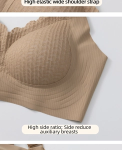 Dettaglio delle spalline elastiche larghe e fasce laterali sul reggiseno senza cuciture