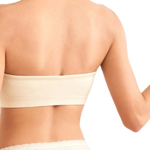 Beige strapless nursing bra for pregnancy with seamless anti-sagging support