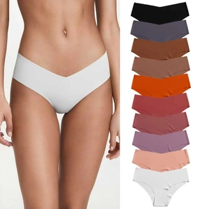 Women's Seamless Ice Silk Panties V-Waist Low Rise Breathable Quick Dry Yoga Sports Underwear For Women Lingerie Comfort Panty