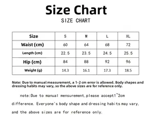 Tableau des tailles détaillé pour culottes sans couture en soie glacée pour femmes avec cm