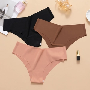 Drei-Pack nahtlose Damen-Unterwäsche aus Eisseide in Schwarz, Braun und Rosa