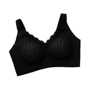 Reggiseno senza cuciture in pizzo nero con effetto sollevamento e spalline larghe