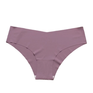 Nahtlose Unterwäsche aus Seide in Dunkelviolett mit V-Taille und Laser-Cut-Kanten