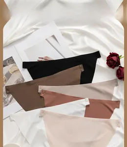 Flat lay of seamless ice silk panties in six neutral colors with smooth bonded edges