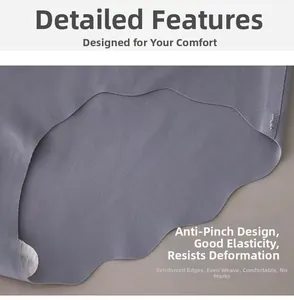 Detail of seamless grey-blue panties showing wave-cut edges and breathable fabric texture