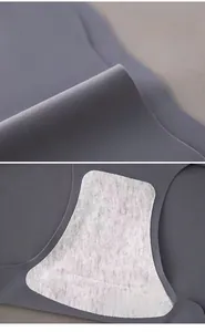Close-up of seamless waist edging and breathable pure cotton crotch of grey underwear