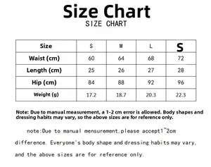 Size chart for women's seamless ice silk panties with measurements from S to XL