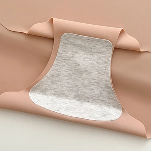 Seamless ice silk panties in nude color with breathable cotton crotch and laser-cut edges