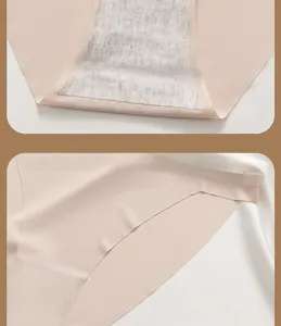 Detail of breathable cotton crotch fabric and seamless edge of skin-colored panties