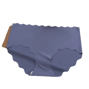 Deep purple seamless ice silk panties for women with wavy edges on white background