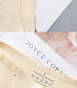 Detail of seamless beige ice silk panties showing material composition and heat-sealed tag