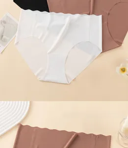 Close-up of seamless ice silk panties with ribbed texture and wavy scalloped edges