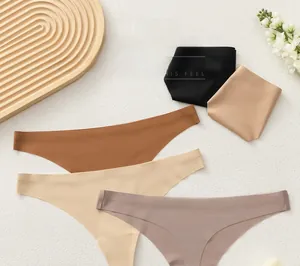 Close-up of seamless earth-tone nylon underwear set in soft earth-tone colors