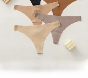 Close-up of seamless thong underwear in earthy tones with minimalist decor
