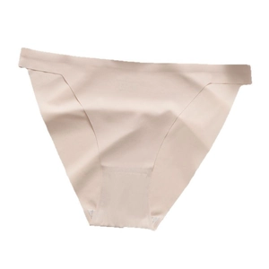 Culotte sans couture en soie glacée pour femme, coloris beige avec entrejambe en coton