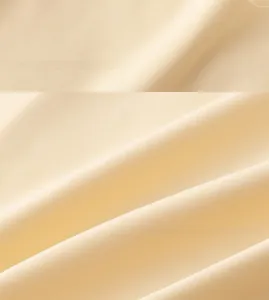 Detail shot of seamless ice silk fabric showing smooth texture and soft beige color
