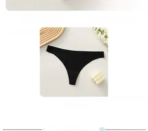 Detail of seamless plus size thongs in black, skin brown, and smoky purple colors