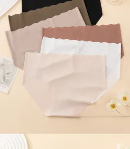 Detail showing seamless ice silk panties with scalloped edges and fine ribbed texture