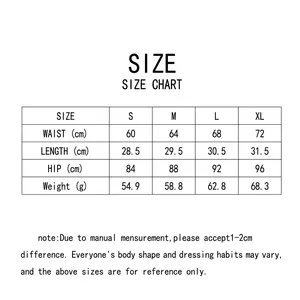 Detailed size chart for women's high elastic shaping safety shorts showing measurements
