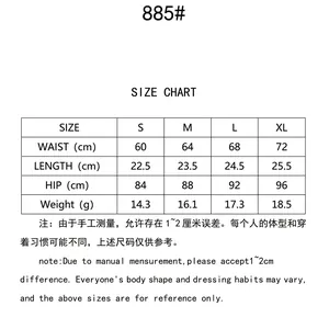 Size chart for seamless ice silk thong featuring waist hip and length measurements