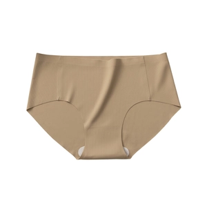 Nahtlose Nude-Damenunterwäsche mit hoher Taille, Rippstruktur und Baumwoll-Zwickel