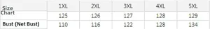 Tableau des tailles détaillé pour robe longue imprimée grande taille du 1XL au 5XL