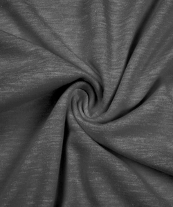 Close-up detail of dark grey knitted fabric showing breathable texture and weave pattern
