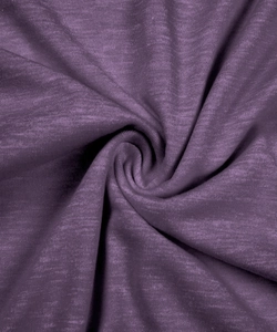 Detail view of purple slub texture fabric showing breathable cotton blend material