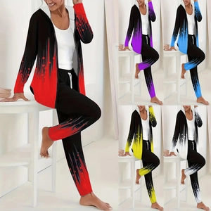 Conjunto de 2 piezas para mujer con capucha y estampado degradado 3D en varios colores