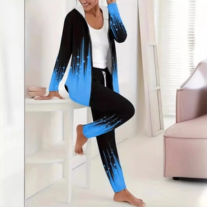 Chándal de 2 piezas para mujer con sudadera con capucha y estampados 3D degradados azules
