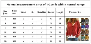Tableau des tailles pour cardigan en maille avec mesures du S au 3XL en cm