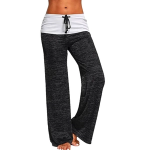 Pantaloni da yoga a gamba larga a vita alta da donna in grigio antracite con coulisse